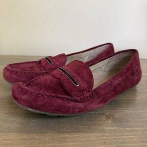 Bass Womens‎ 9M Burgundy Blair Leather Slip On Loafers Comfort Shoes Flats